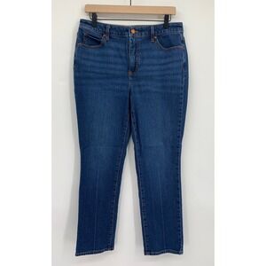 Talbots Jeans Womens 10 Petite Blue Straight Leg Medium Wash Denim Pants